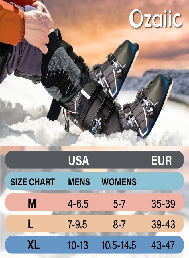 Ozaiic Merino Wool Ski Socks Mens Womens 2 Pairs for Skiing, Snowboarding, Thermal Knee High Winter Warm Sports Performance Socks - Image 4